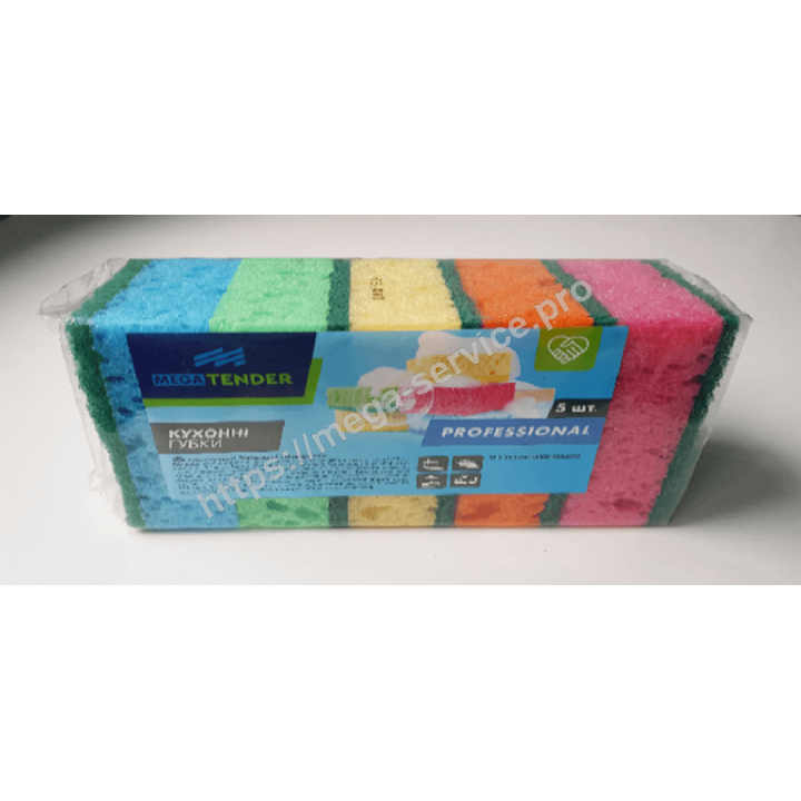 Губка кухонна MEGA TENDER Professional пориста 5 шт. 95*65*35